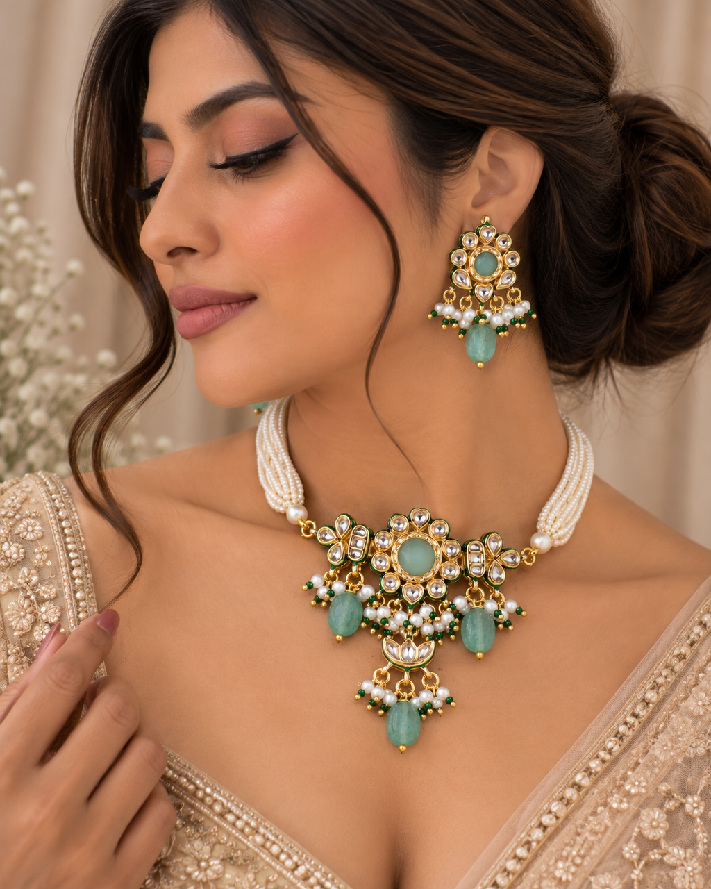 Inayat Aqua Kundan Choker Set