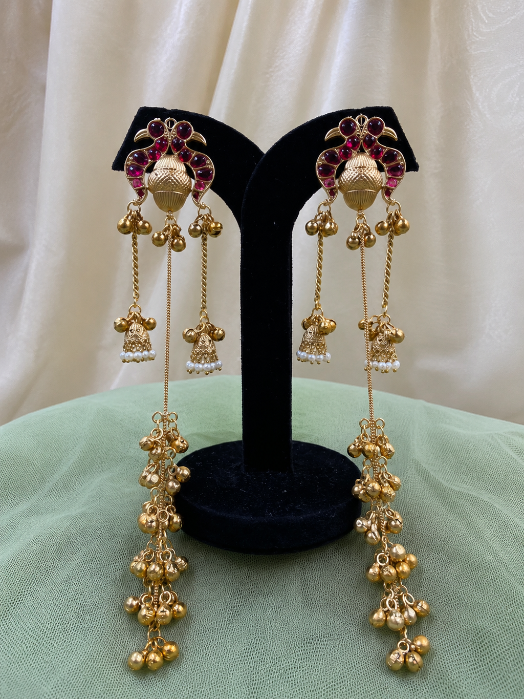 Ruby Cascade kashmiri Jhumkas
