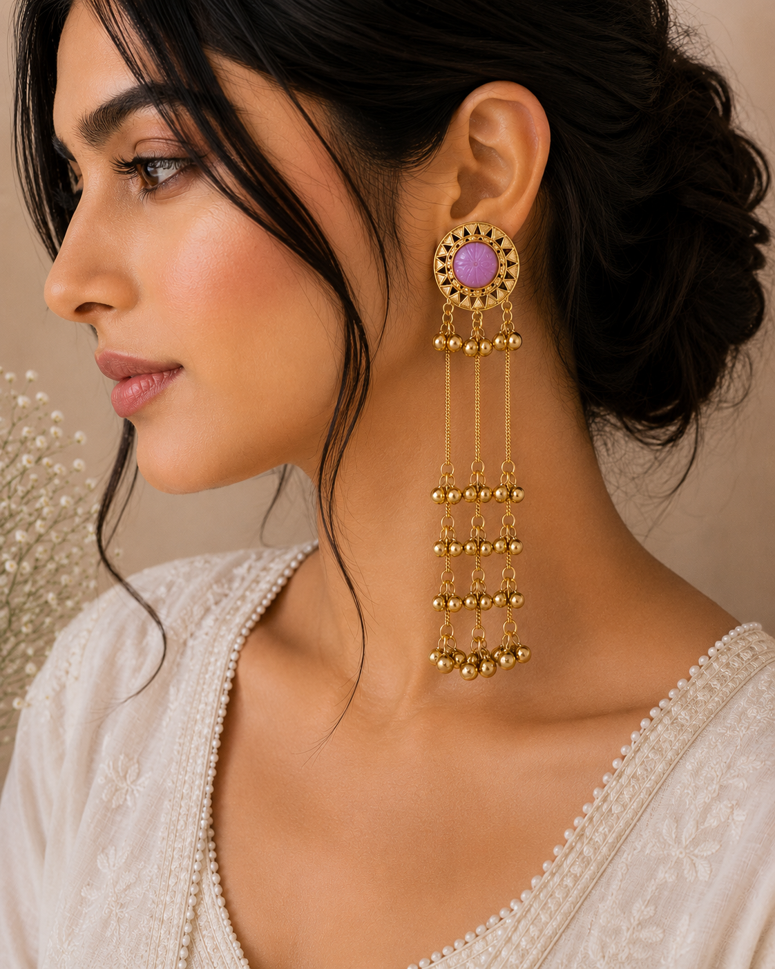 Myra pink Kashmiri Earrings