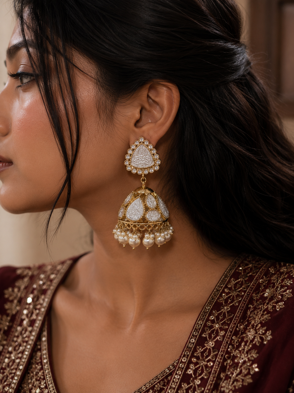Devika Pearl Jhumkas