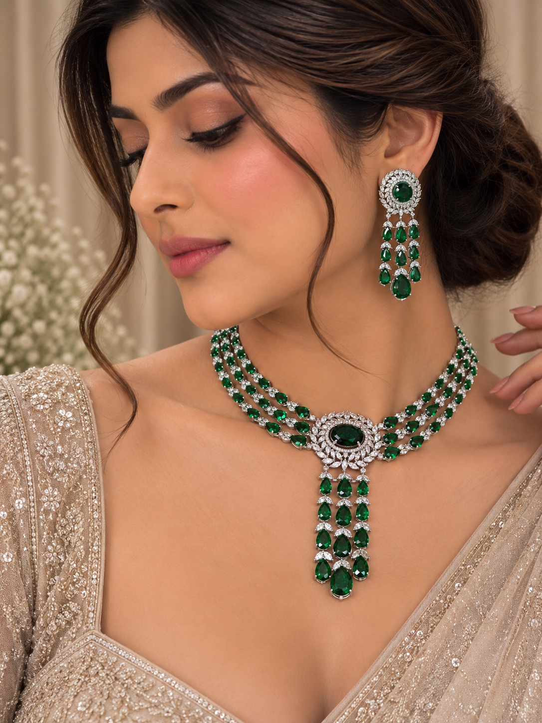 Eshira Emerald Necklace Set