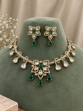 Vritika Emerald Kundan Necklace Set