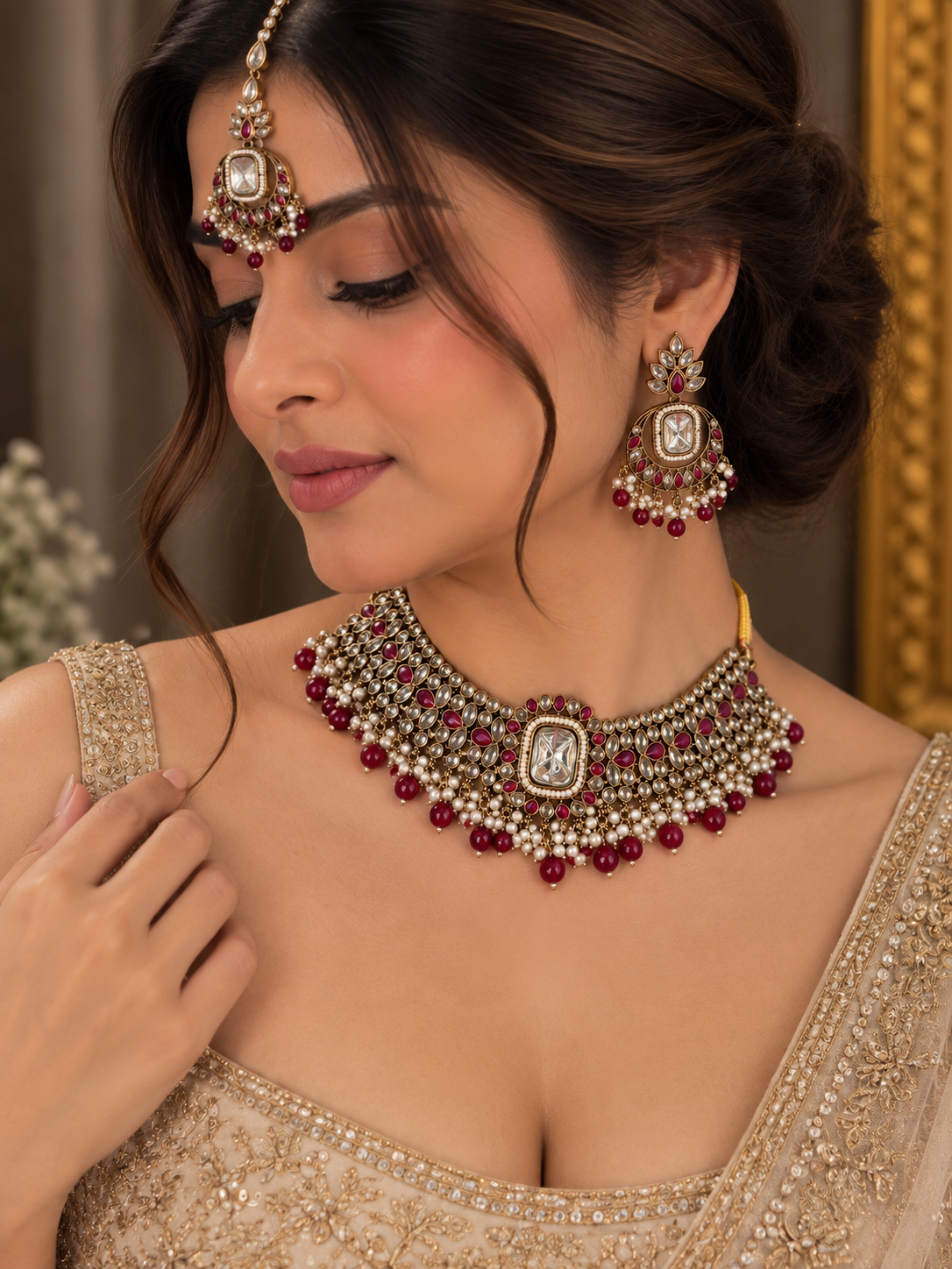Arohi Ruby Kundan Choker Set