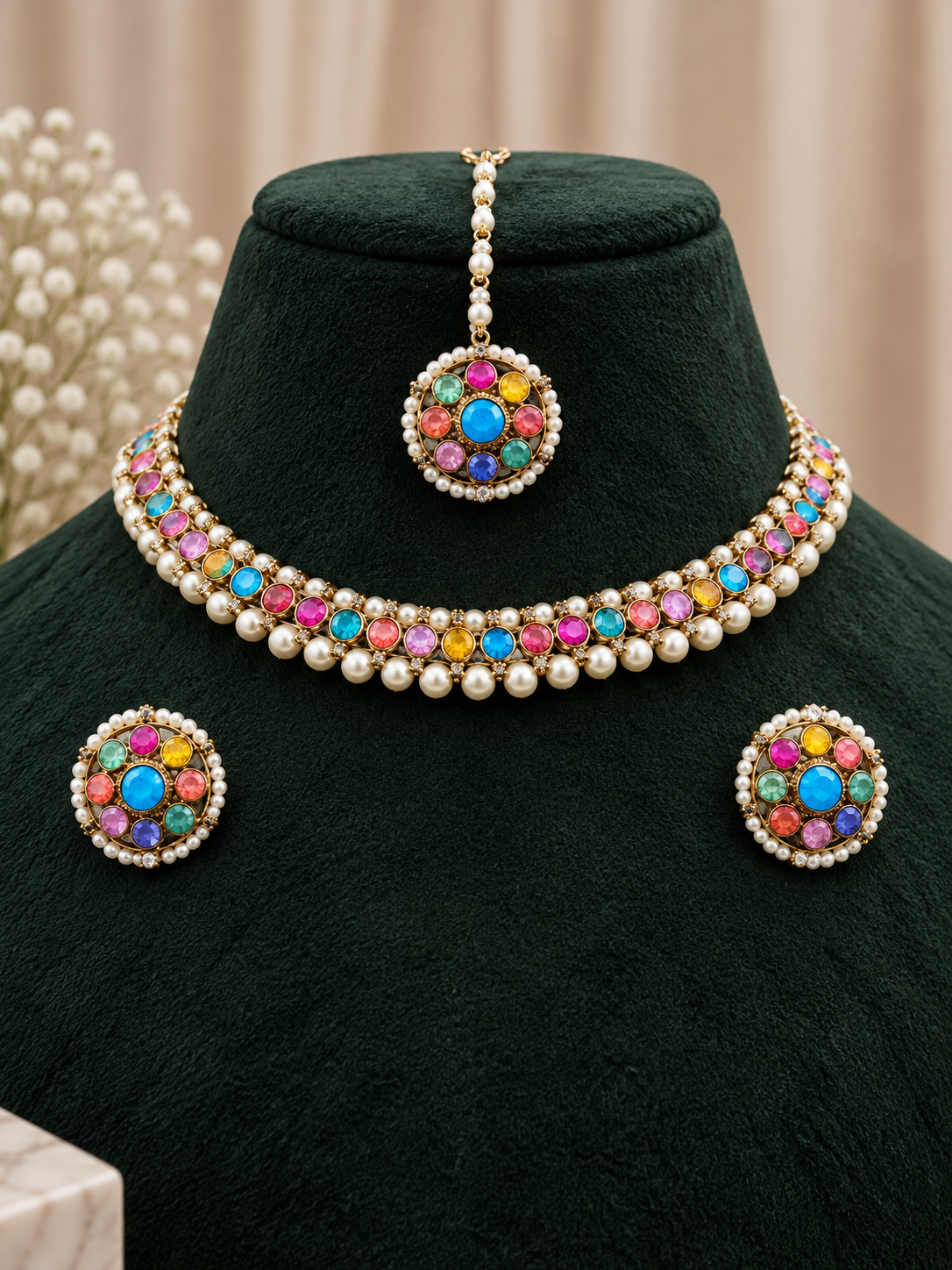 Kyara multicolour Pearl Choker Set