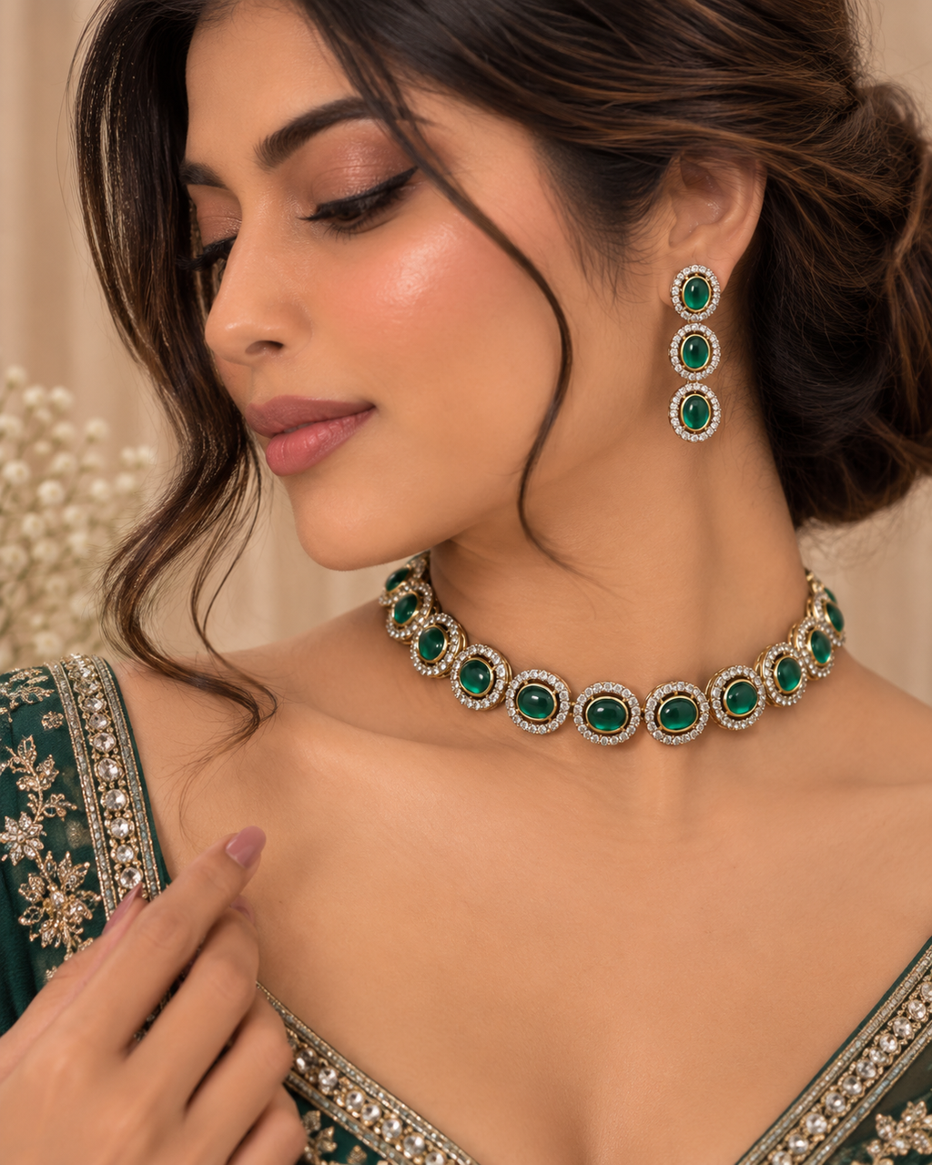 Elvani Emerald Choker Set