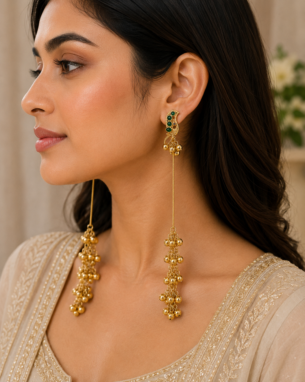 Eshira Emerald Kashmiri Earrings