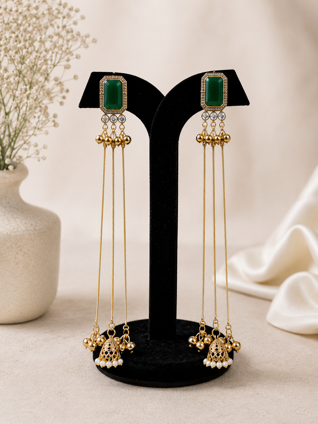 Sia Green Kashmiri Earrings