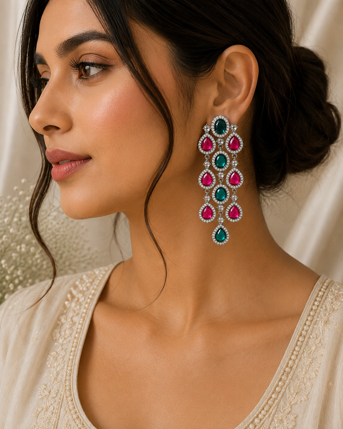 Ishani Ruby and Green Earrings