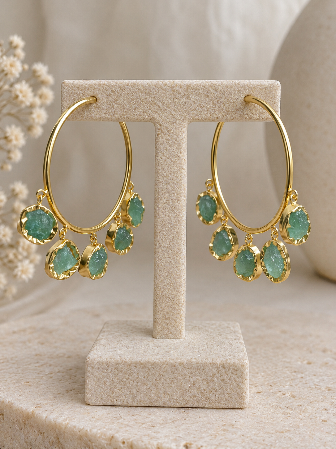 Tavira Stone Hoop Earrings