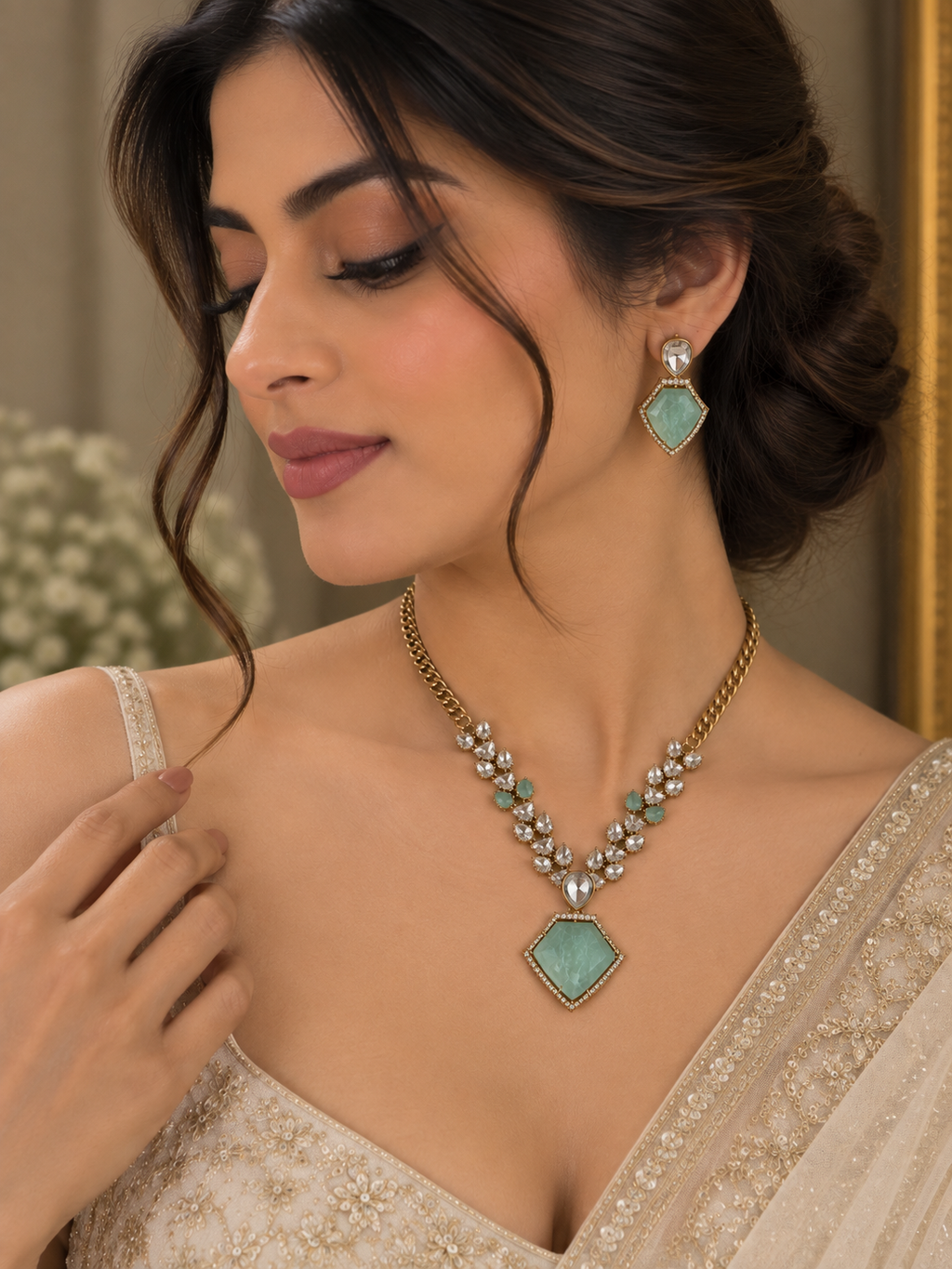 Zelina Mint Necklace Set