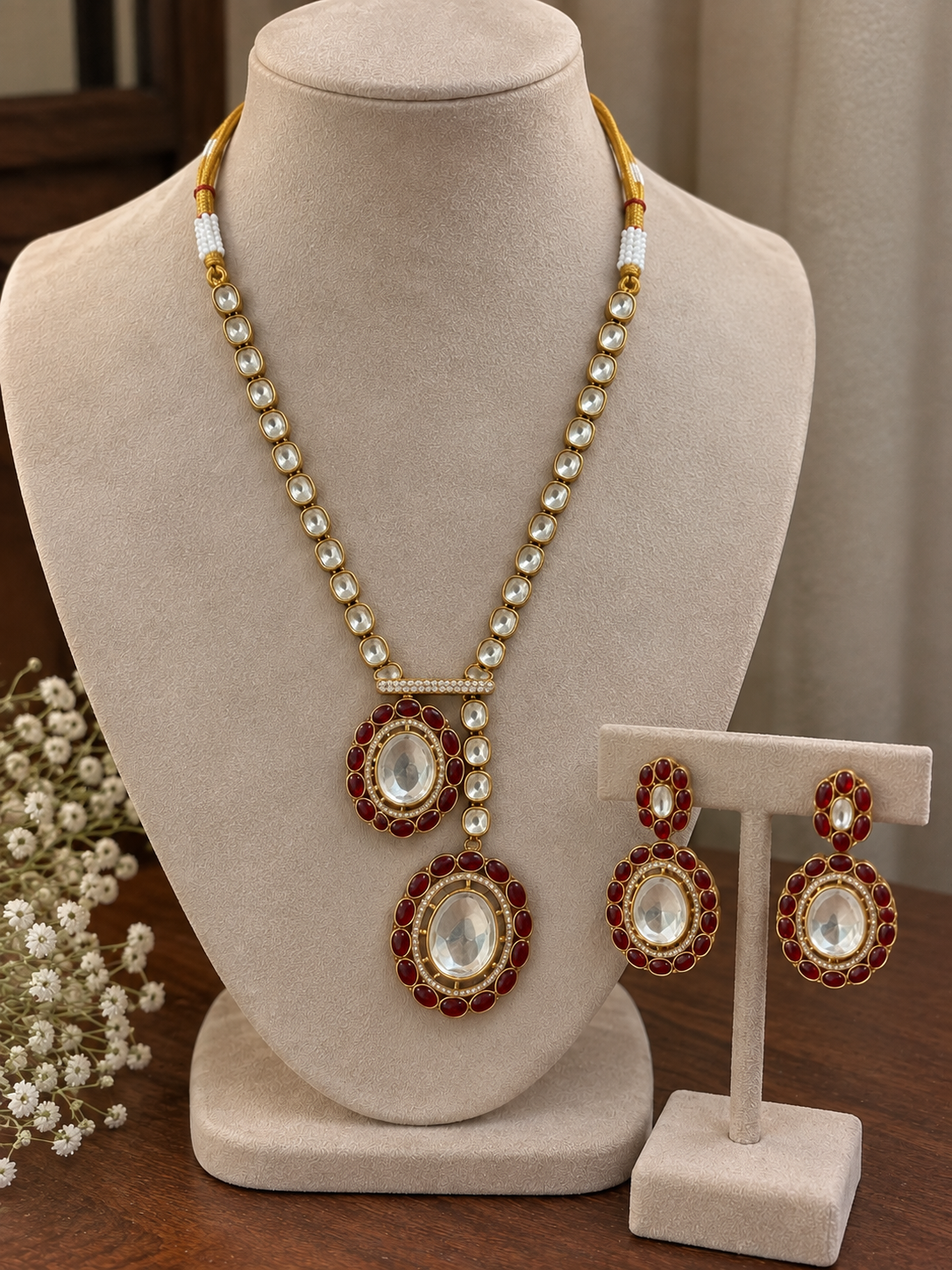 Avyara Ruby Kundan Necklace Set