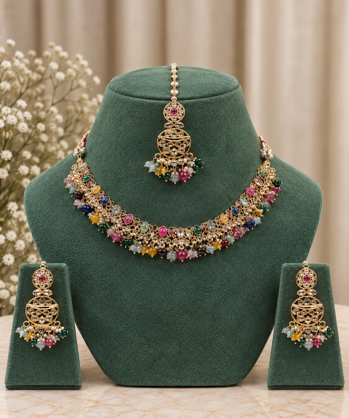 Vihana Navratan Jhumka Choker Set