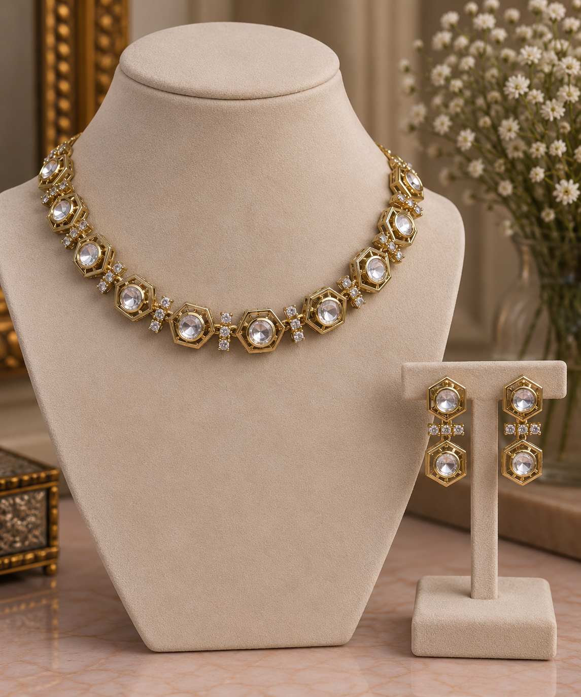Tavira Geometric Kundan Necklace Set
