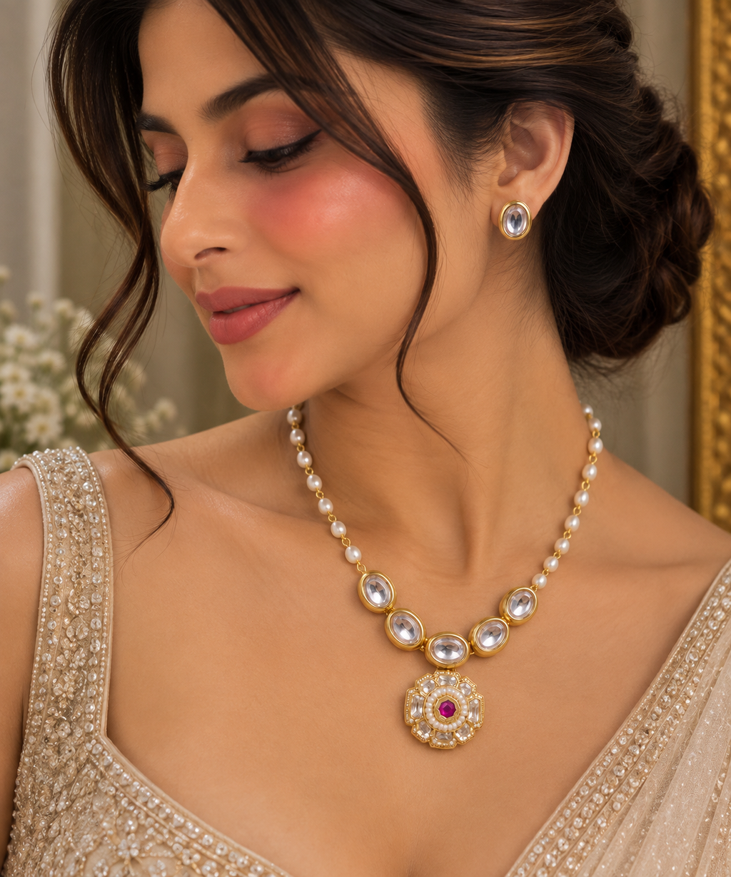 Avarna Pearl Kundan Necklace Set