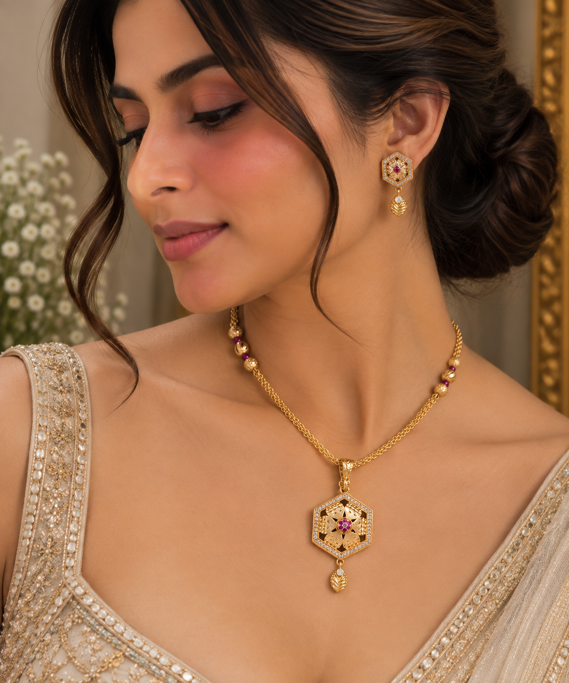 Vritika Hexa Pendant Set