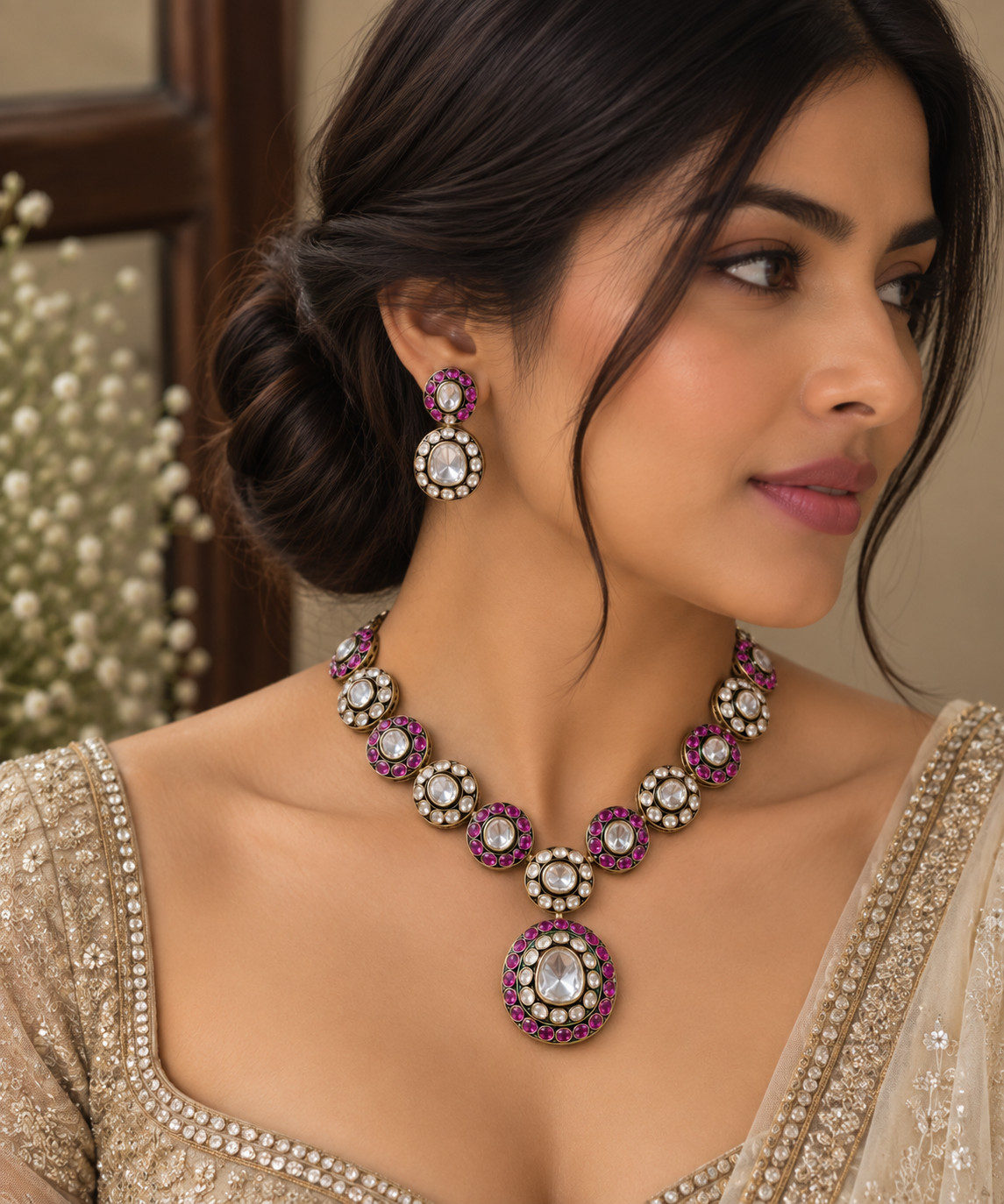 Vritika Ruby Polki Necklace Set