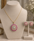 Avyra Ruby Bloom Pendant Set