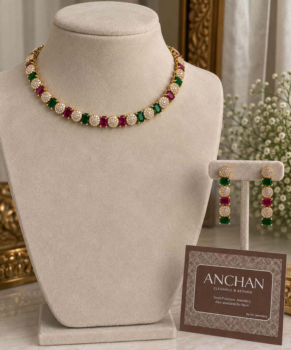 Ruvira Emerald Ruby Necklace Set