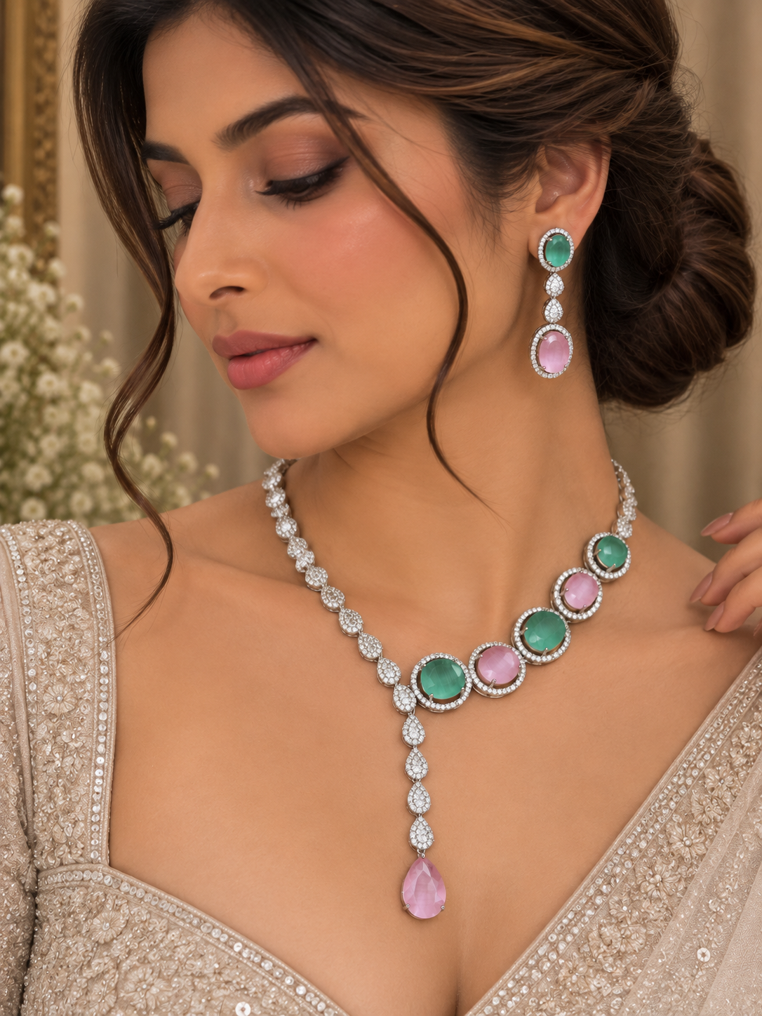 Elvani Pastel Drop Necklace Set