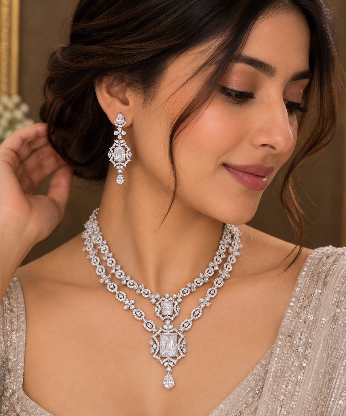 Zarelle Diamond Layered Necklace Set