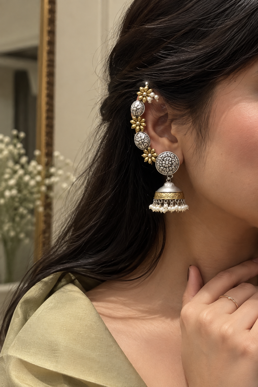 Vamika Dual-Tone Ear Cuff Jhumkas
