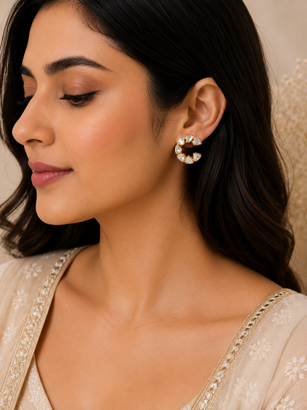 Reyna Kundan Stud Earrings