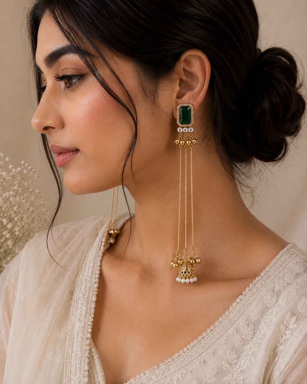 Sia Green Kashmiri Earrings