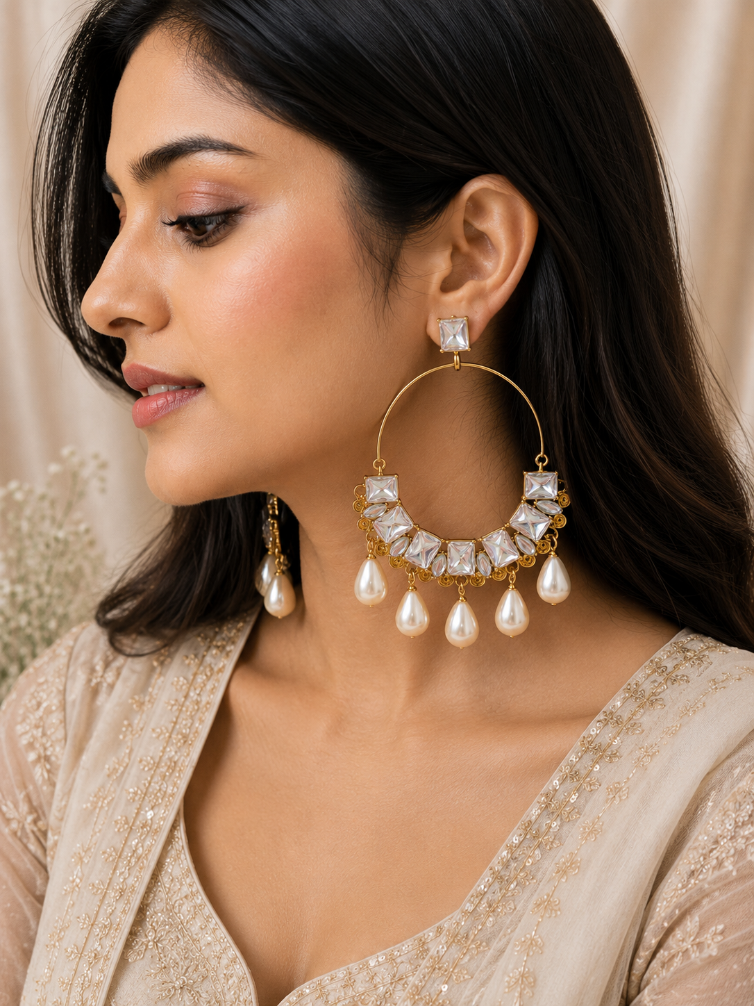 Elora Pearl Hoop Earrings