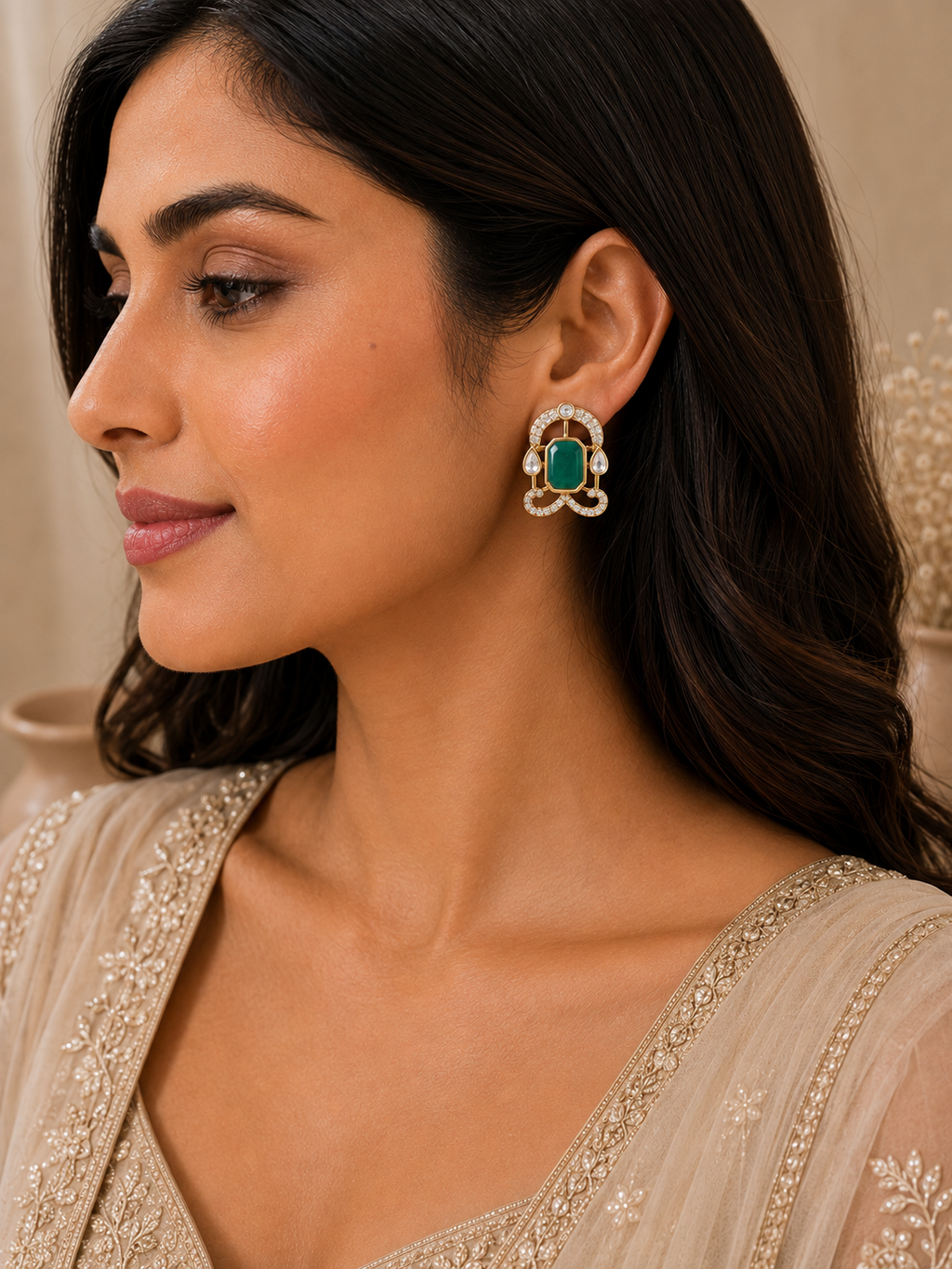 Vihana Emerald Stud Earrings