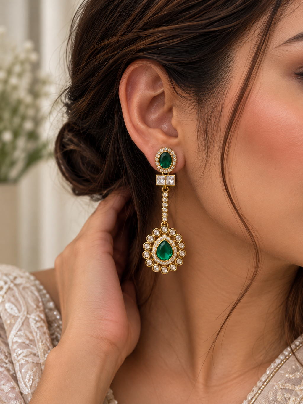 Avyara Emerald Drop Earrings