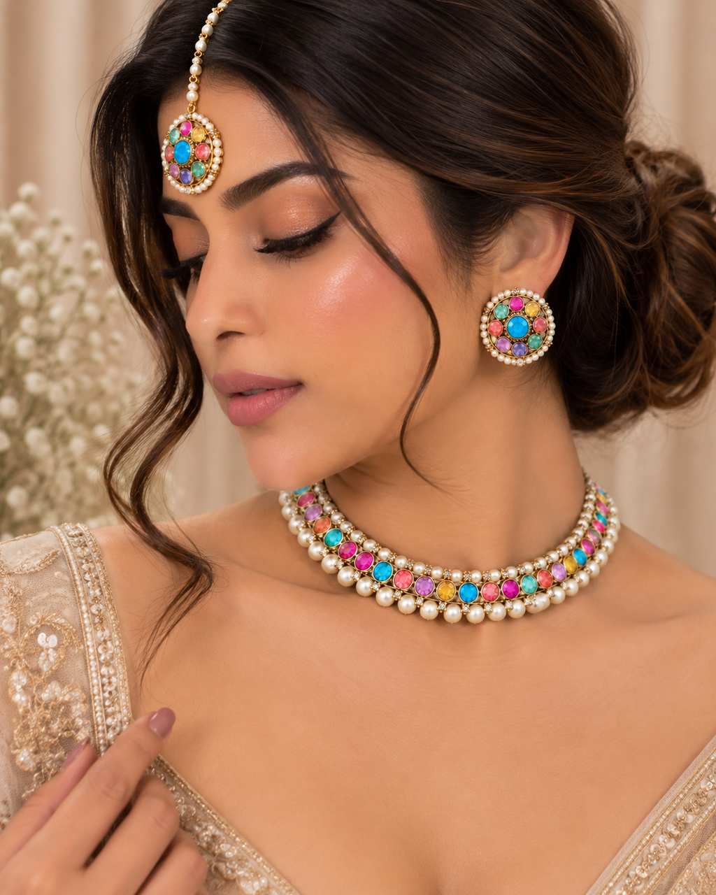 Kyara multicolour Pearl Choker Set