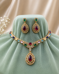 Navratna Teardrop Necklace Set