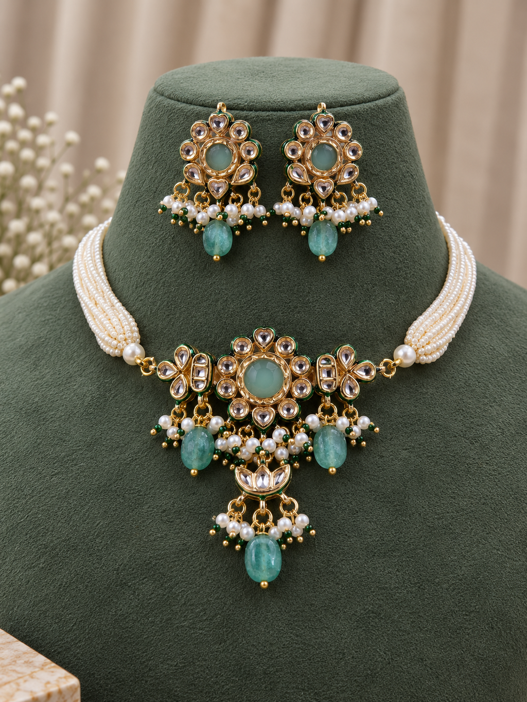 Inayat Aqua Kundan Choker Set