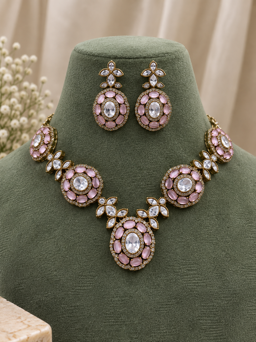 Pavika Blush Kundan Necklace Set