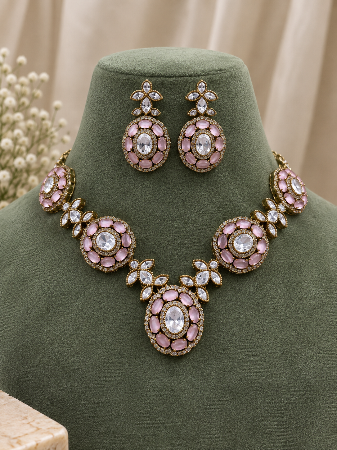 Pavika Blush Kundan Necklace Set