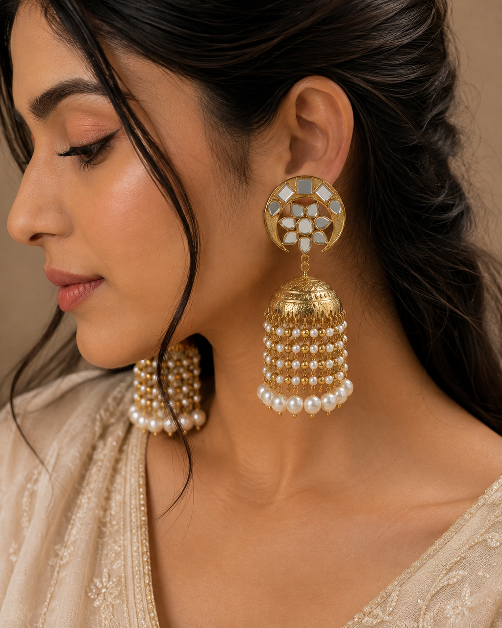 Mahnoor Chandbali Jhumka Earrings