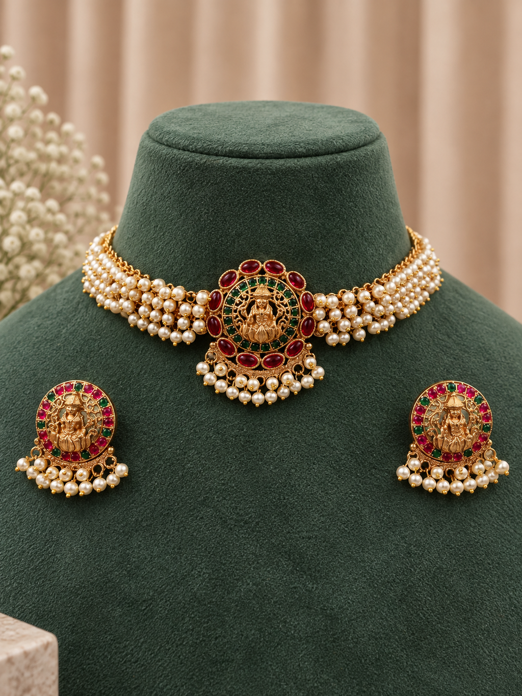 Tavira Temple Pearl Choker Set