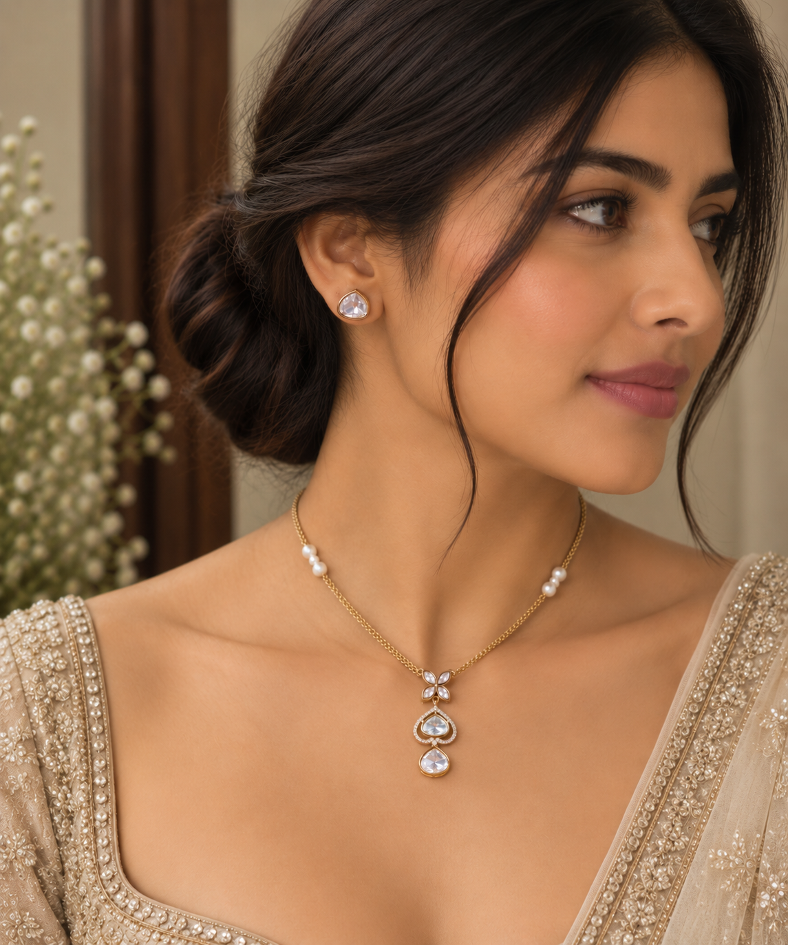 Tvesha Polki Pendant Set