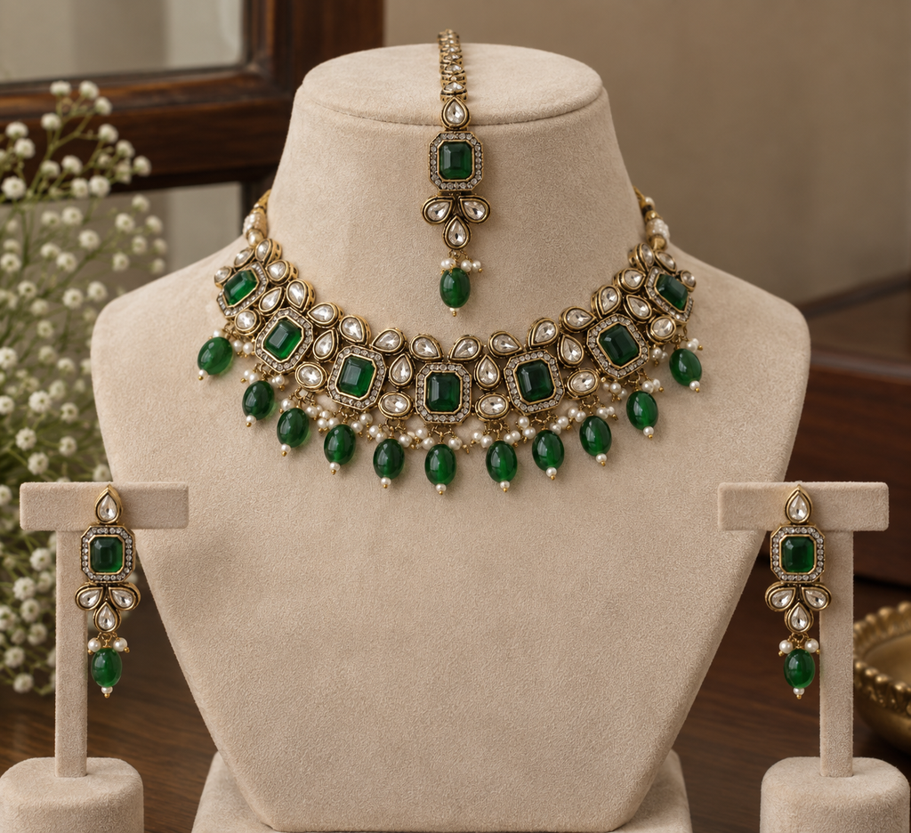 Emerald Kundan Choker Set