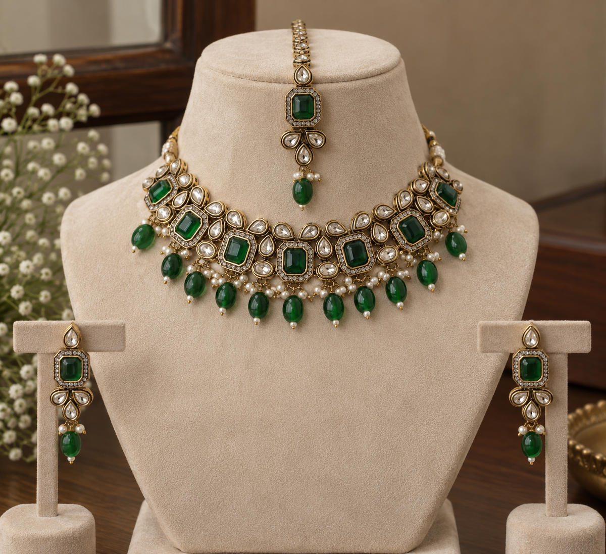 Emerald Kundan Choker Set