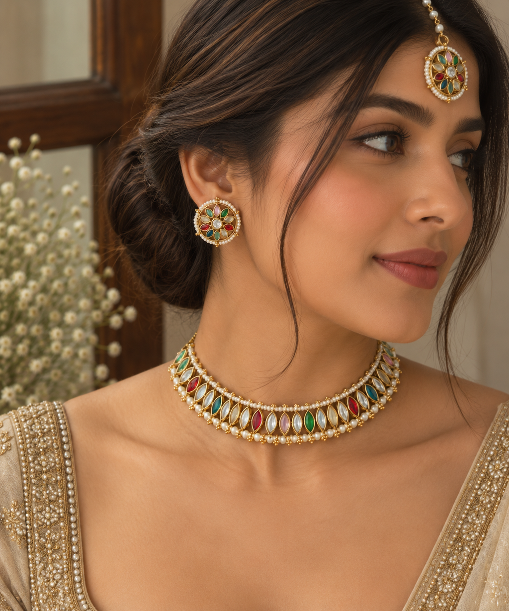 Tavisha Navratan Kundan Choker Set