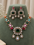 Rivanya Navratan Kundan Necklace Set