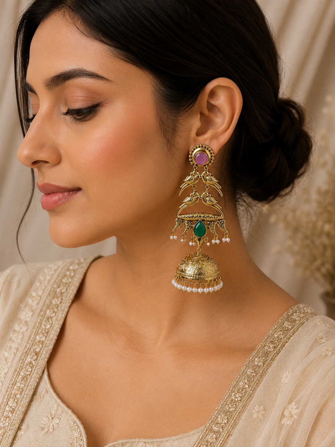 Tavira Bird Jhumka Earrings