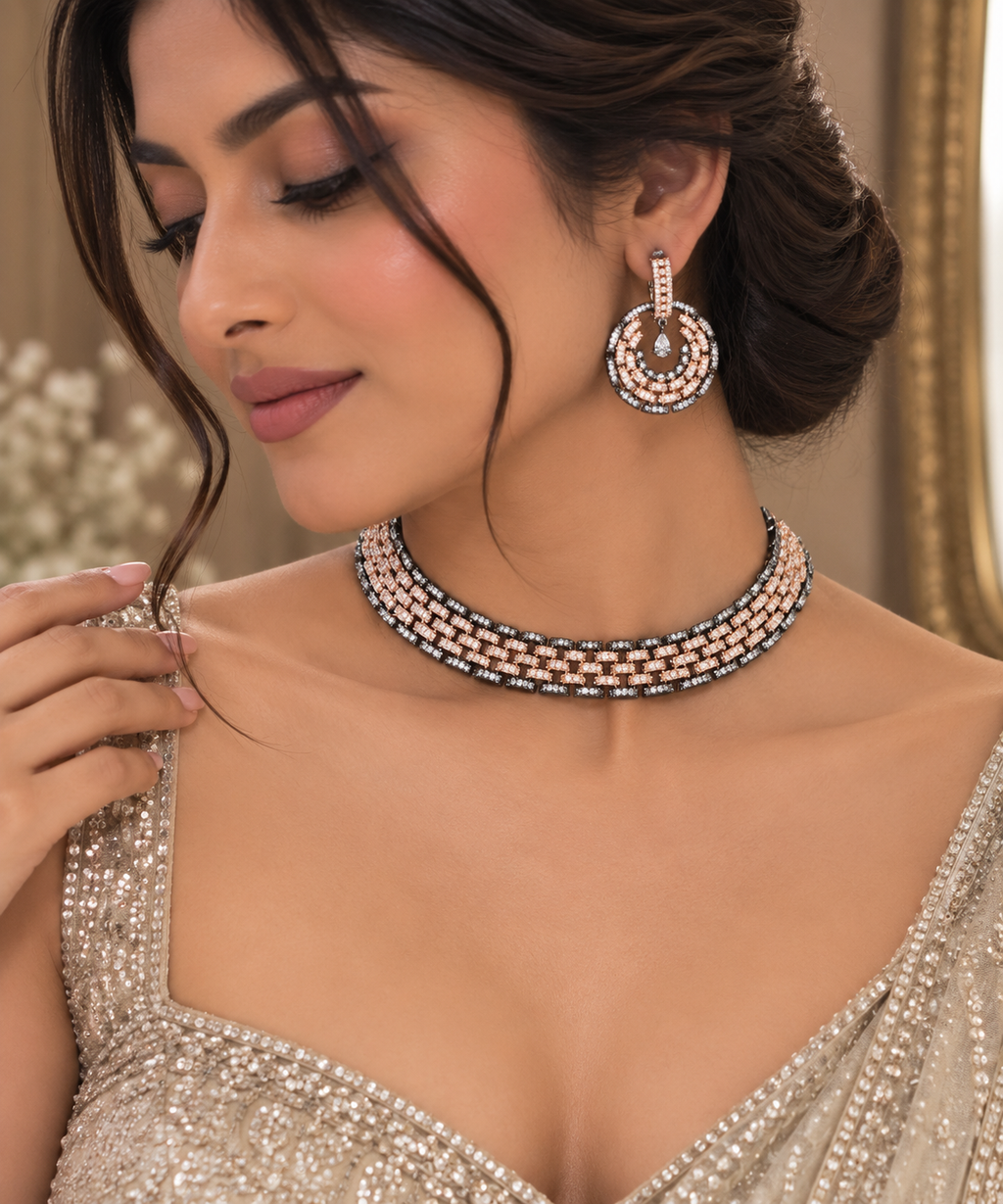 Eshvi Dual-Tone Choker Set