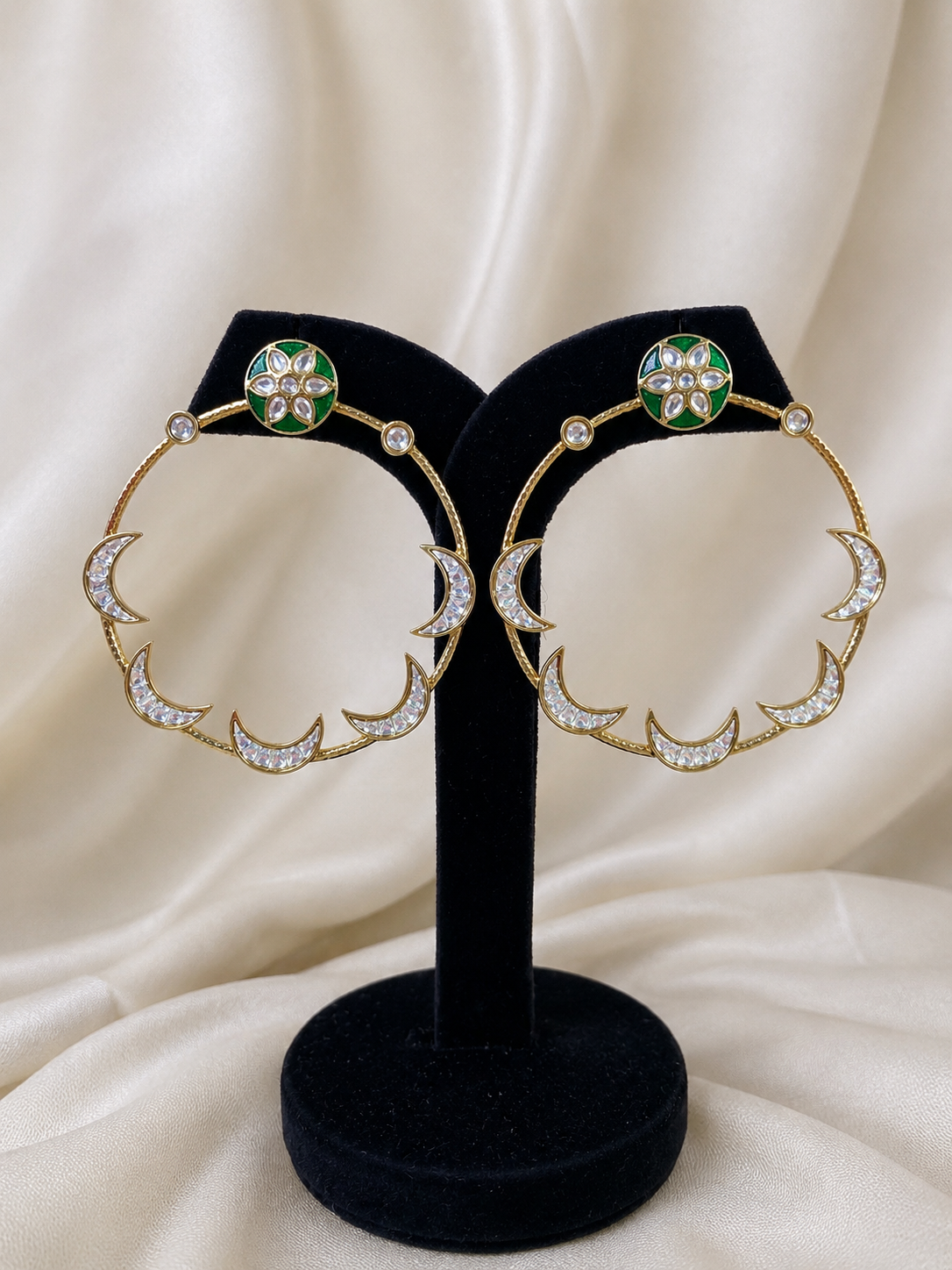 Green Chandrika Meenakari Earrings