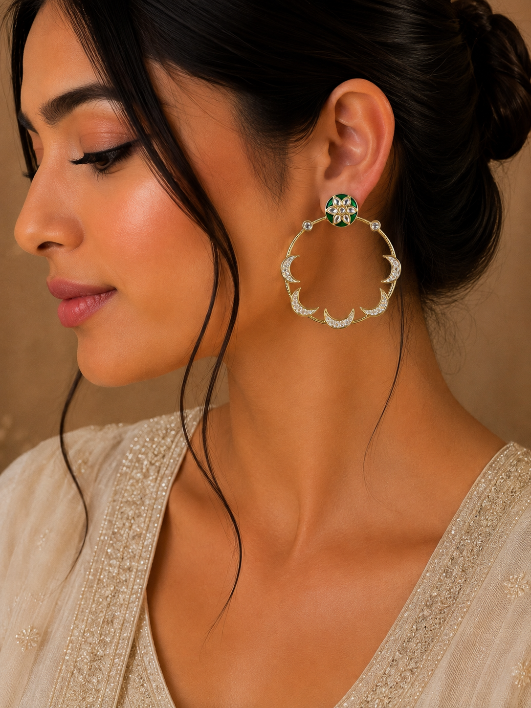 Green Chandrika Meenakari Earrings