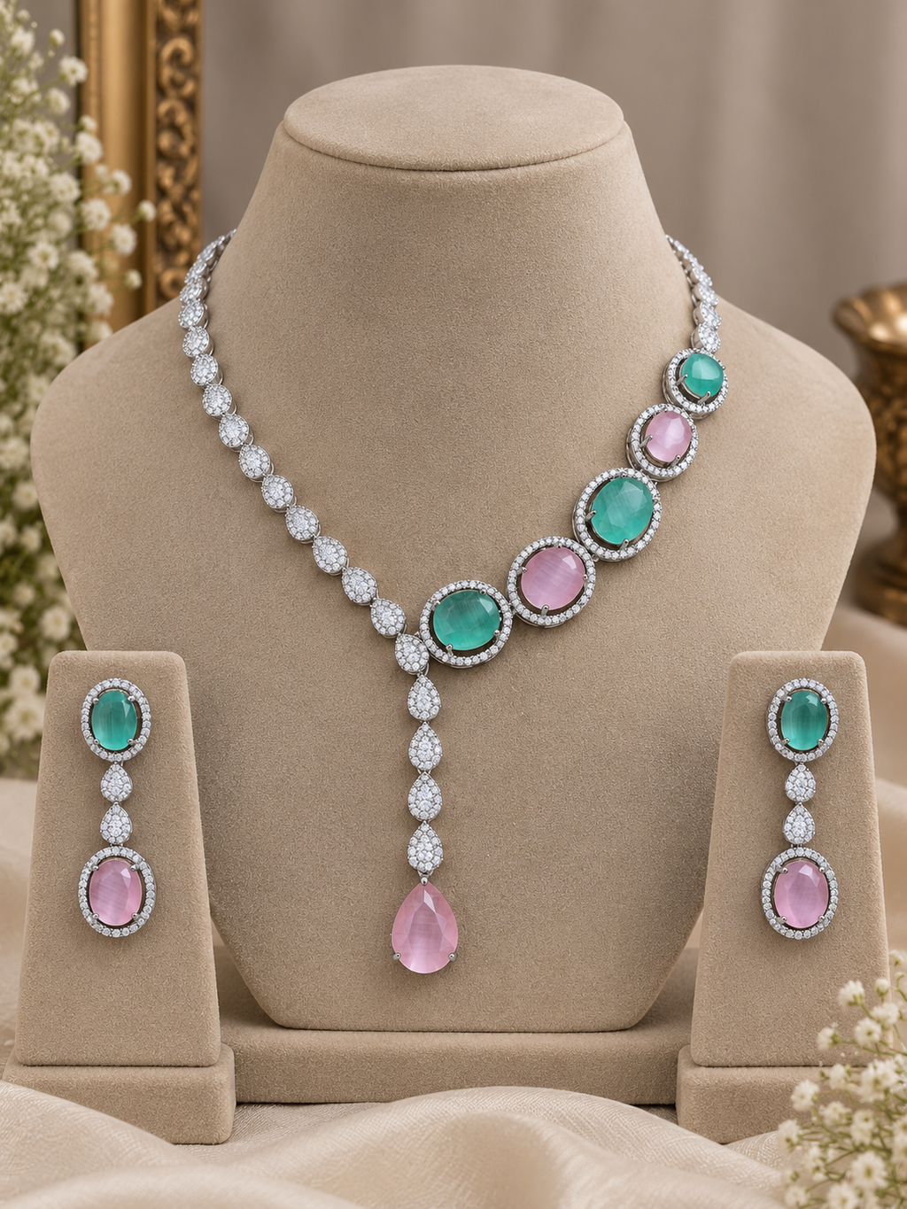 Elvani Pastel Drop Necklace Set