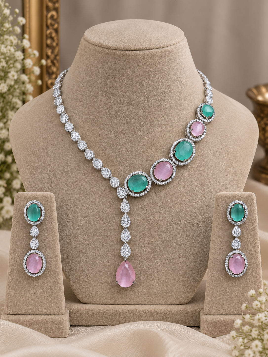 Elvani Pastel Drop Necklace Set