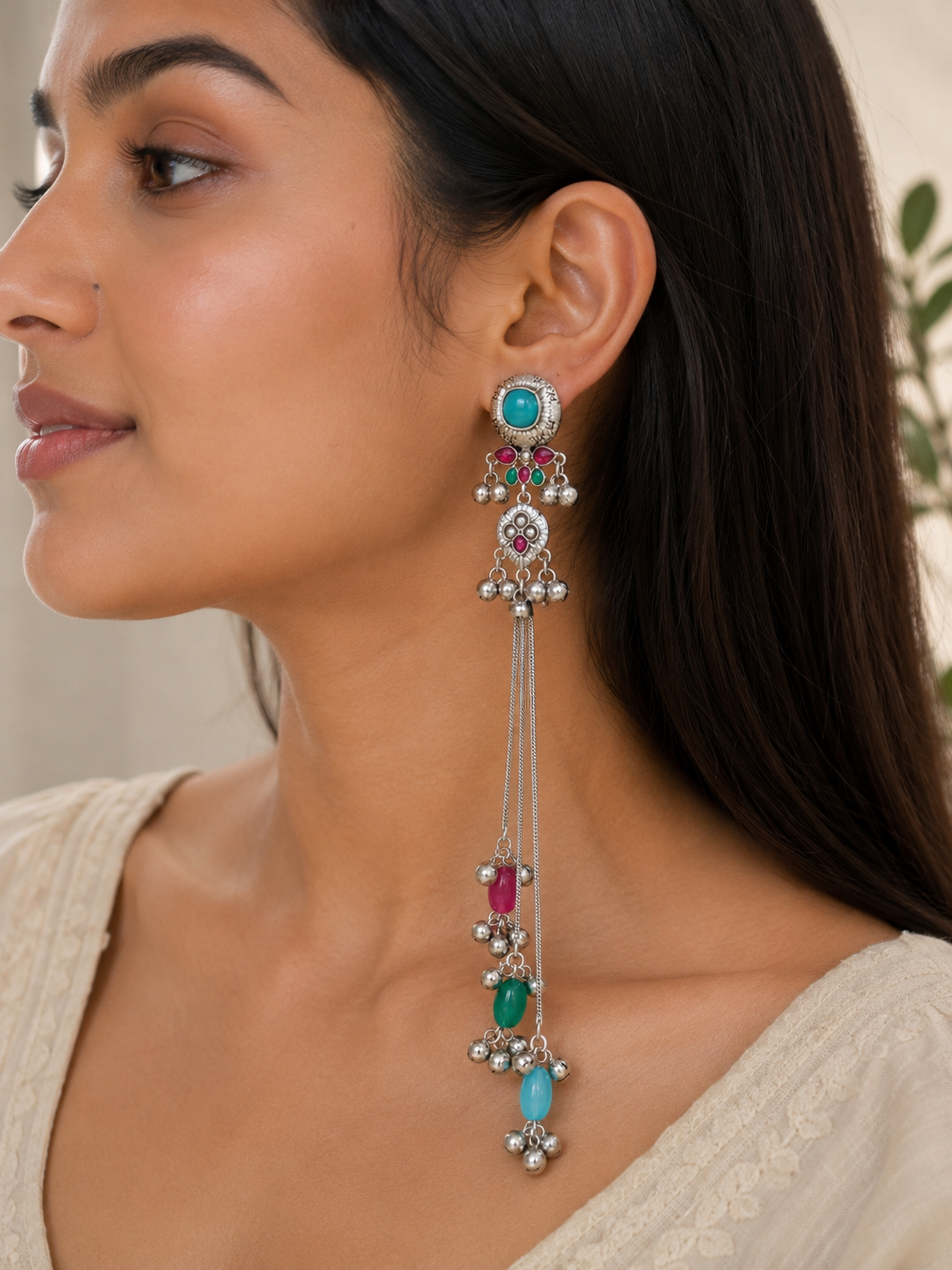 Mehvish Long Kashmiri Earrings