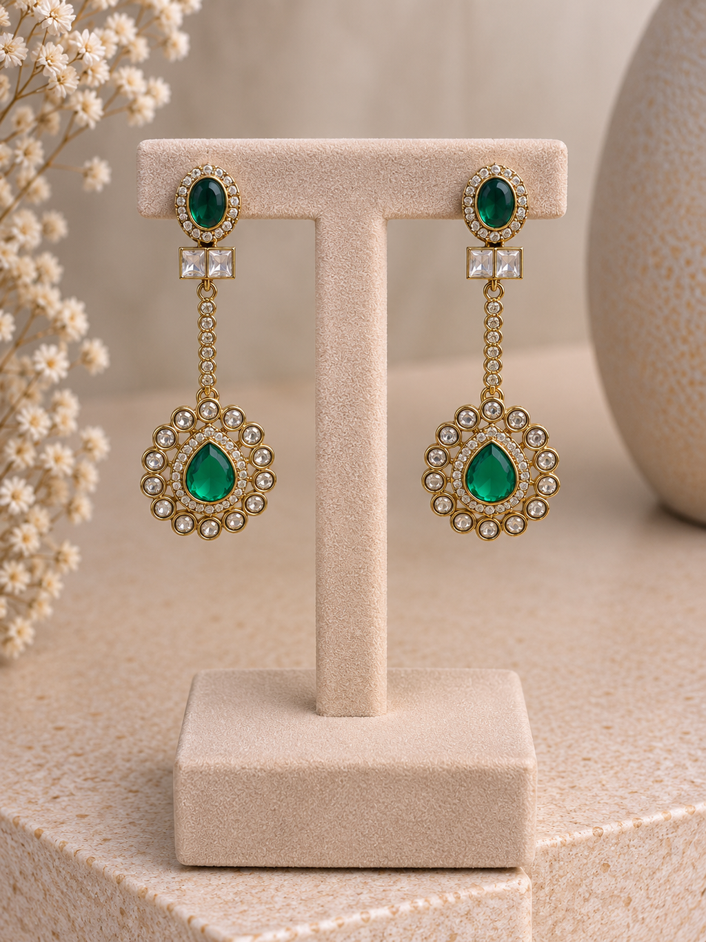 Avyara Emerald Drop Earrings